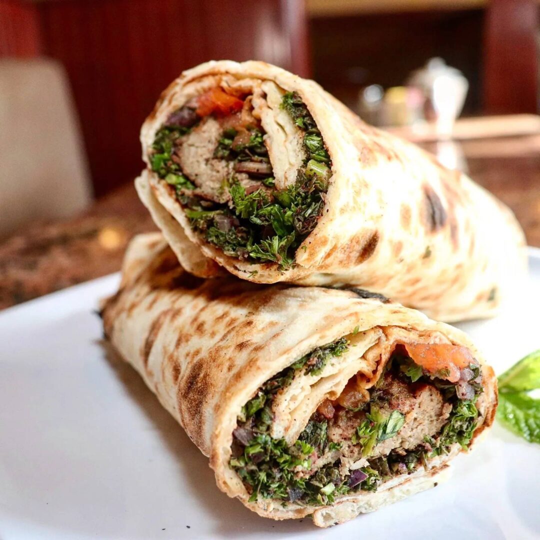 Persian food wrap with meat and vegetables
